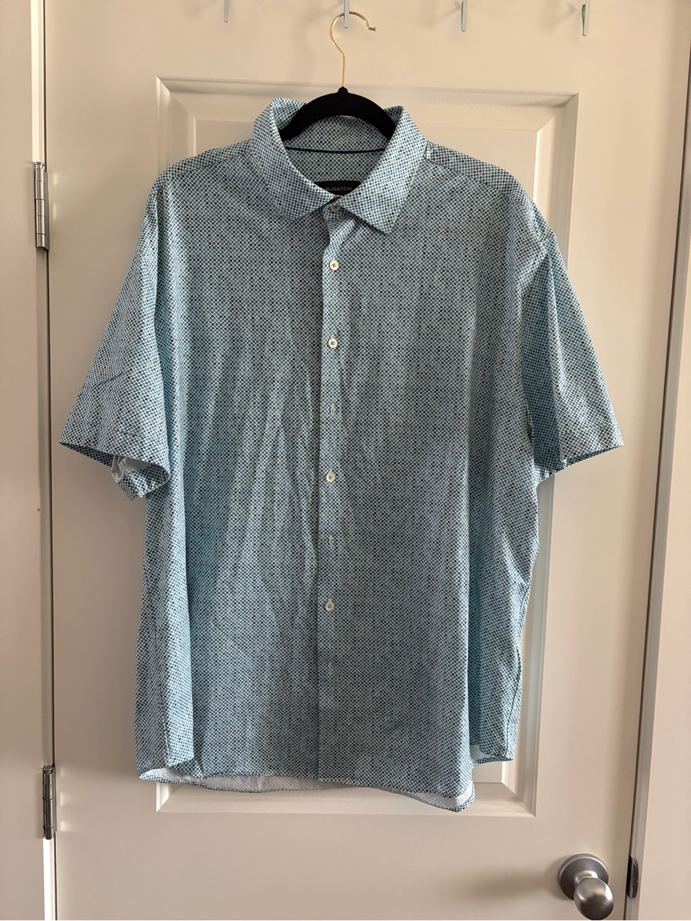 Bugatchi Light Blue Short-Sleeve 8 way stretch